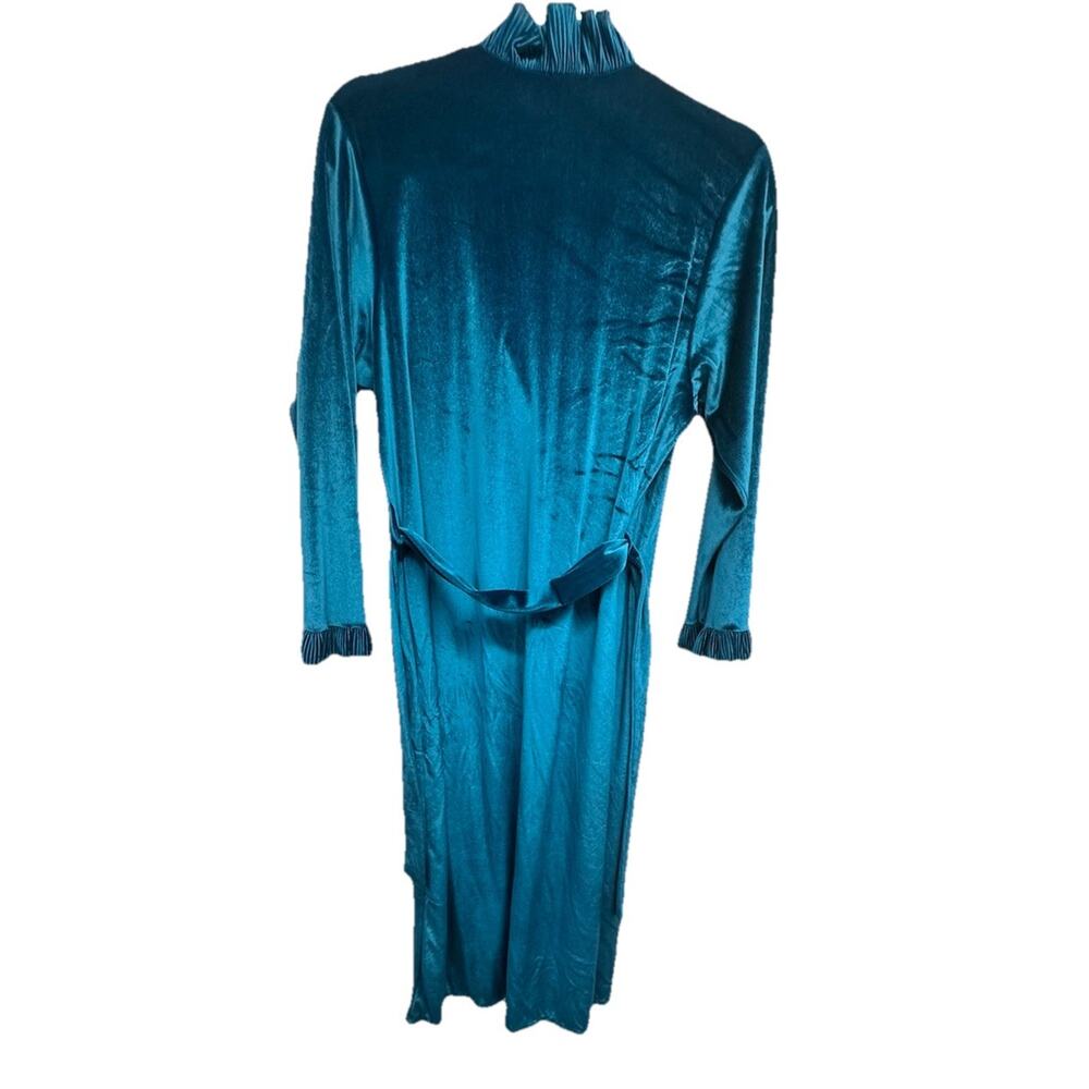 Vintage Robe Helen Of Troy Womens M Velvet Velour Teal Belted Grannycore - Picture 11 of 13